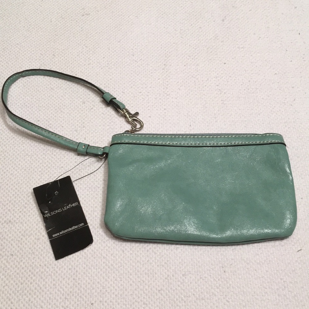 Turquoise Leather Wristlet